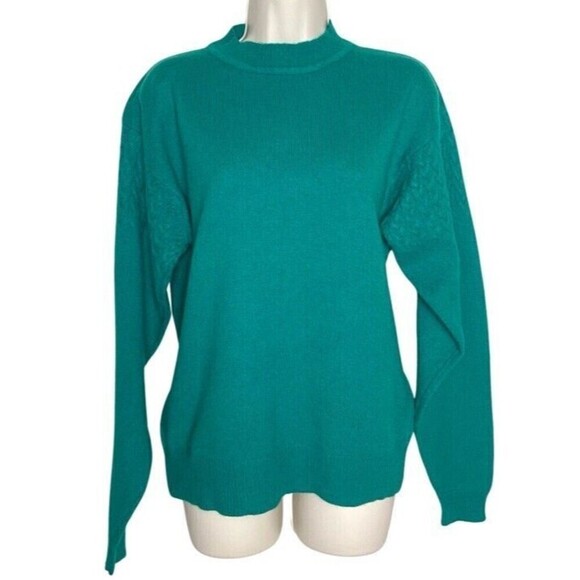 Vintage Perry Ellis Lambswool Blend Cable Knit Detail Sweater Size M Mock Neck - Picture 1 of 6